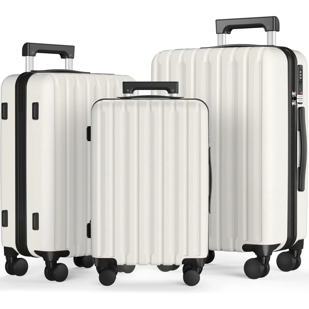 

Showko Luggage 3-Piece Set: Durable 100% PC Hardshell Expandable Luggage with TSA Lock and Double Spinner Wheels - 20 & 24 Sizes