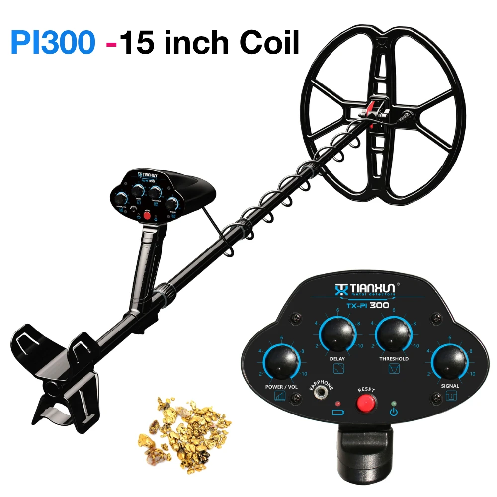 TX300 Pulse Induction Metal Detector 15 inch Search Coil Long Range Gold Scan Metal Detector Exceptional Detection Depth