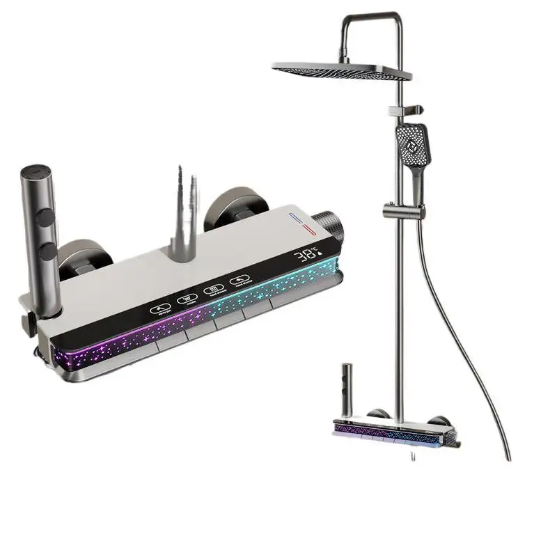 

shower shower set All copper home digital display integrated constant temperature ambient light pressurized bathroom steel