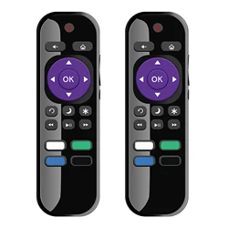 2 Pcs Replacement Remote Control Fit for All Roku TV, Compatible for TCL Roku/Hisense/Onn Roku/Aparatos/Insignia Roku/HITACHI