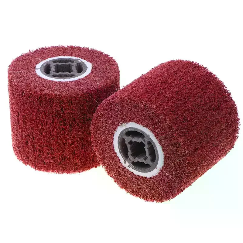 120x120x95mm Drum Polishing Wheel Stainless Steel Wire Drawing Brush Non-woven Poly Strip Felt Cotton Steel Wire Hemp