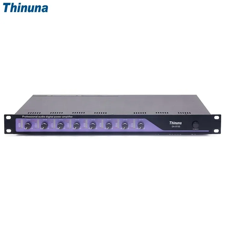 Thinuna DA-8150 Professional 250W*8 Power Amp 1U Class D Sound Digital Audio System 1U Active Sound Amplifier Metal 1U Passive