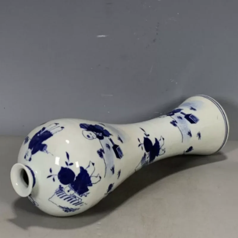 Antique Collection Qing Qianlong Blue and White Display Vase - Children Playing Pattern, Exquisite Chinese Tabletop Decor