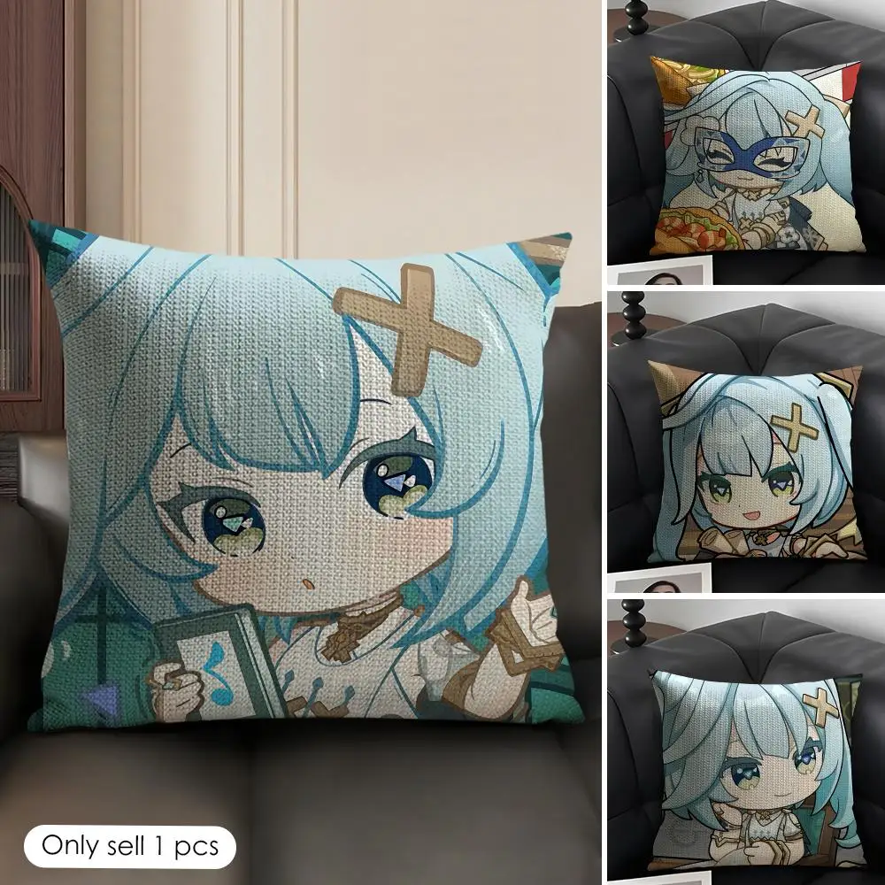 

Faruzan Cute Genshin Game Cushion Cover Natural Linen Organic Fabric Double-Sided Printing Breathable Perfect Gift For Decor