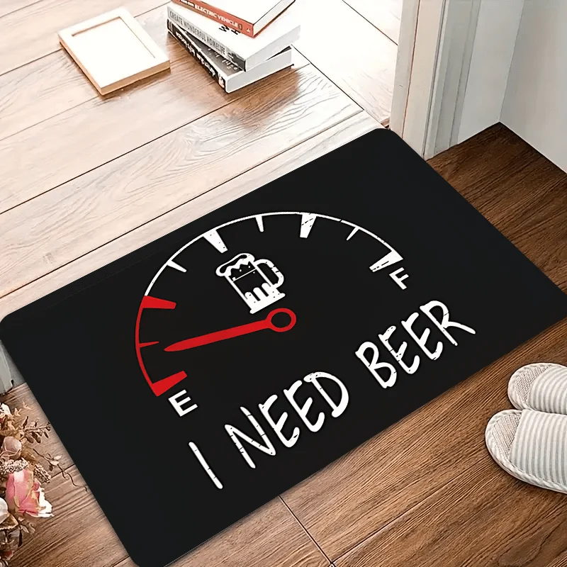 Fuel Gauge Beer Mug Crystal Velvet Welcome Mat Breathable Bar Floor Mat Man Cave Entry Rug For Brew Lover Funny Bachelor Party