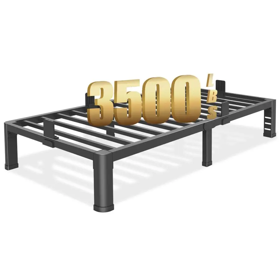 

Angel 10 inch Twin Bed Frame with Rounded Corner Legs and Headboard Hole Mattress Slide Stopper Low Profile Heavy Duty Support