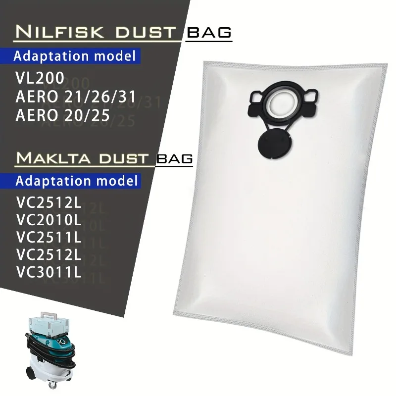 2 Pcs/6 Pcs Non-woven Dust Bags Compatible For Makita VC2512L and Nilfisk Alto Aero 20/21/25/26/31 Vacuum Cleaners - view 3