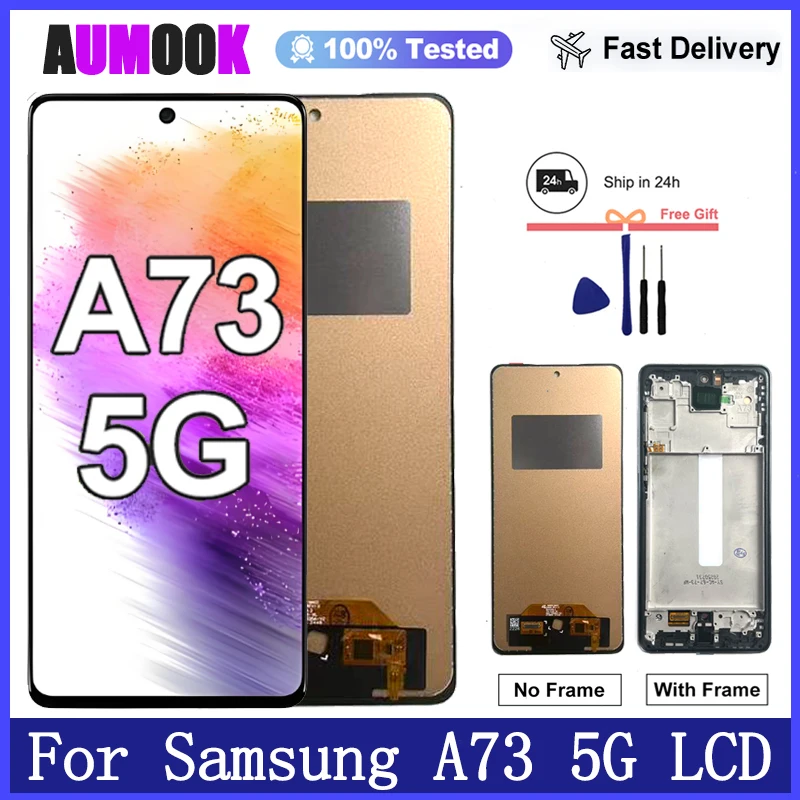 Nueva pantalla AMOLED para Samsung Galaxy A73 5G A736B, pantalla LCD con digitalizador de pantalla táctil para Samsung A73 5G, repuesto de pantalla LCD