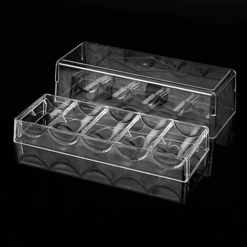 Poker Chips Box Acrylic Fine Chips Transparent Box Casino Gambling Chips Storage Case With Covers Coin Collection Holder Boxes