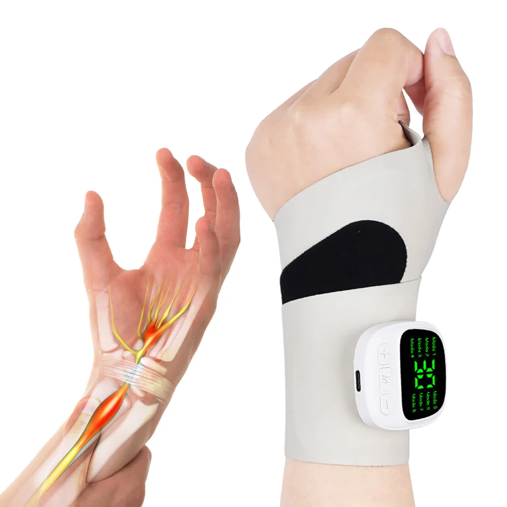 

Cordless Wrist Massager Carpal Pad with Vibration Massage for Carpal Tunnel Pain Relief Rechargeable Wrist Brace Wrap for Wrist