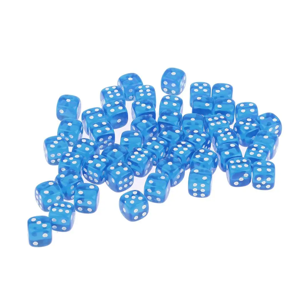 50pcs New Square 12mm 6 Sided Dice D6 Opaque Standard Game for RPG Board Game dice