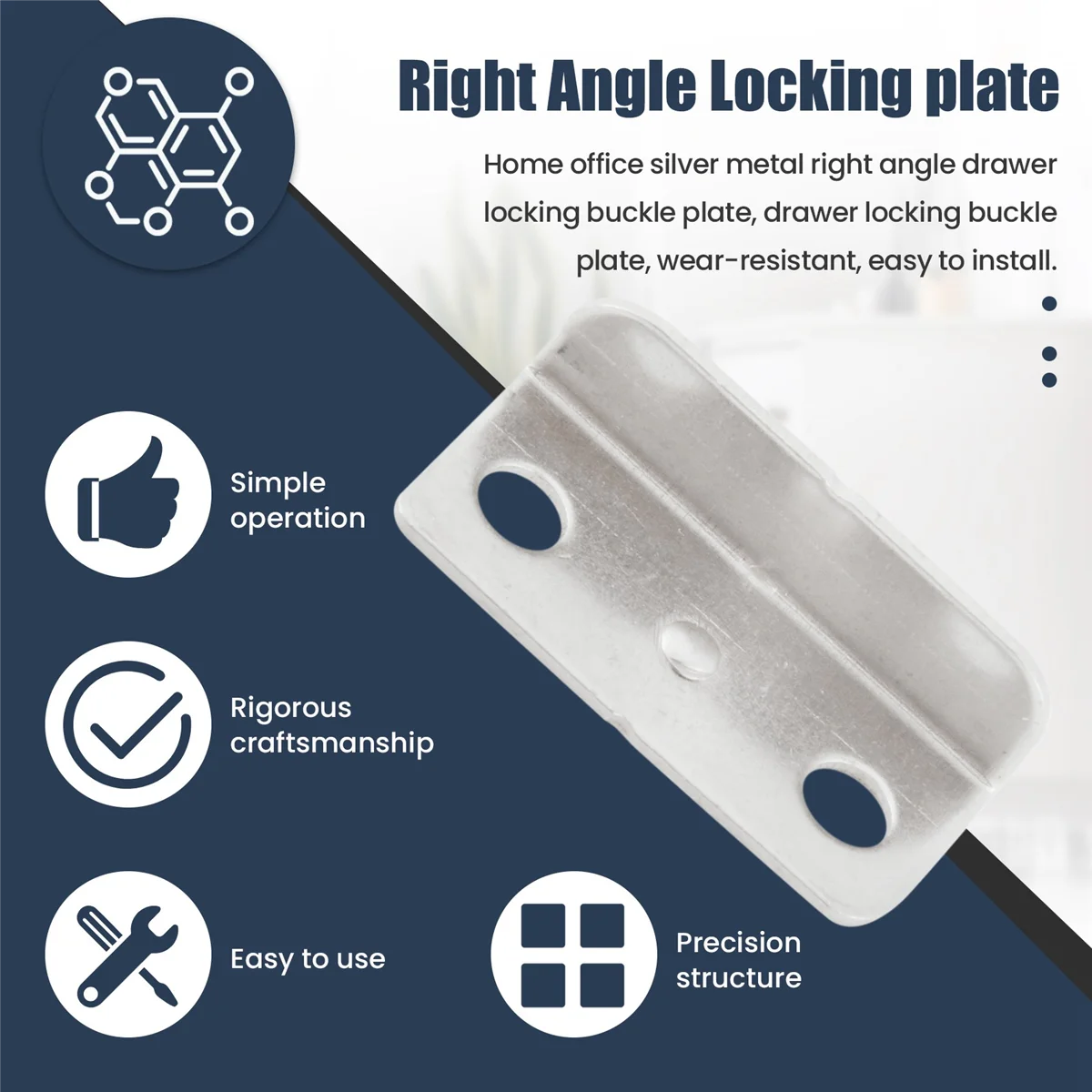 NN89R 10 szt. Srebrny Metalowy Zamek Kątowy do Szuflady do Domu i Biura