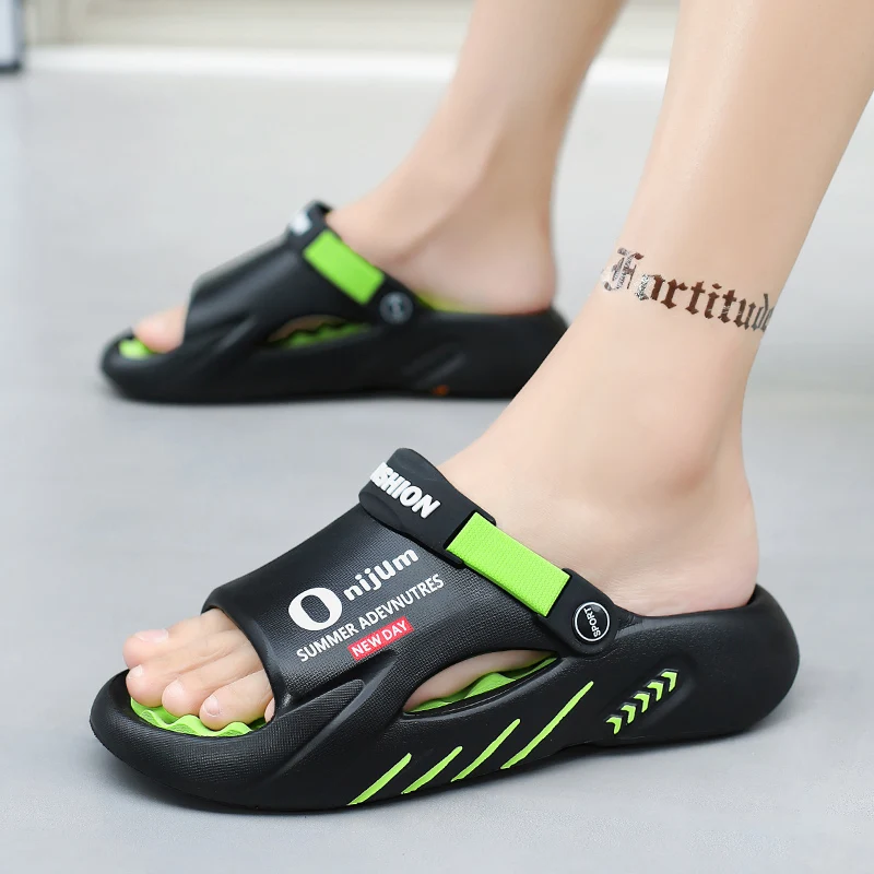 Fashion Men Massage Slippers Indoor Outdoor Sandals Beach Casual Shoes Comfortable Soft Sole Slides Men\'s Sandals Big Size 46 47