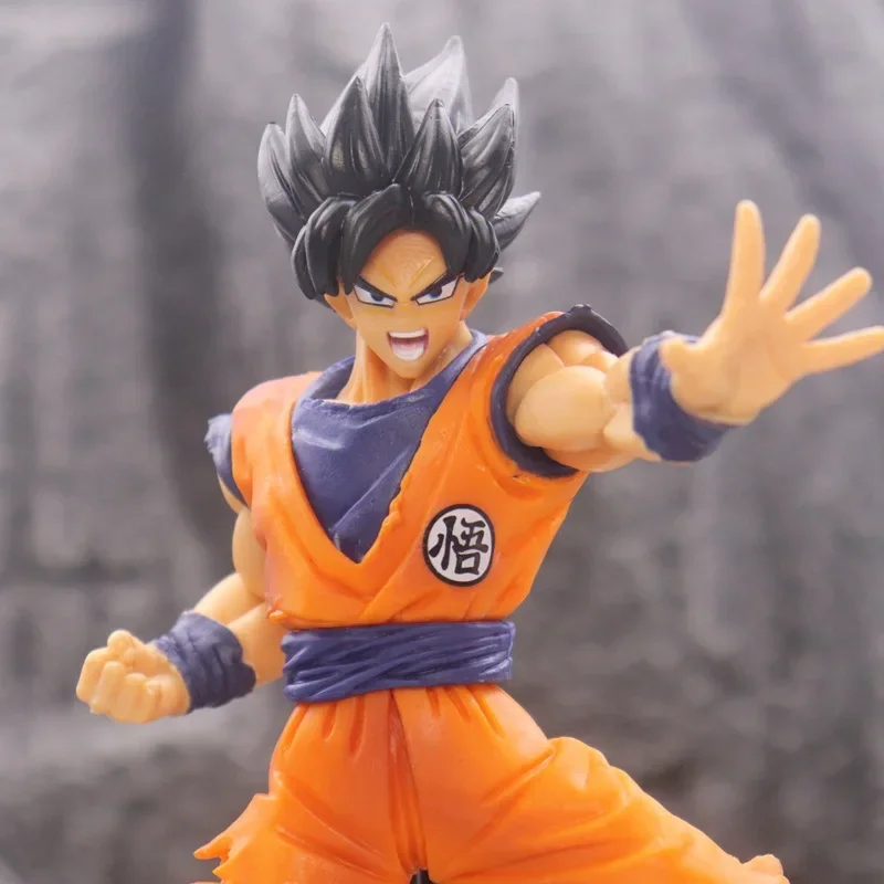 25cm Anime Dragon Ball Super Martial Arts Road Blue Hair Fusion Wujita Wukong Handmade Model Color Box Wholesale Ornament Model.