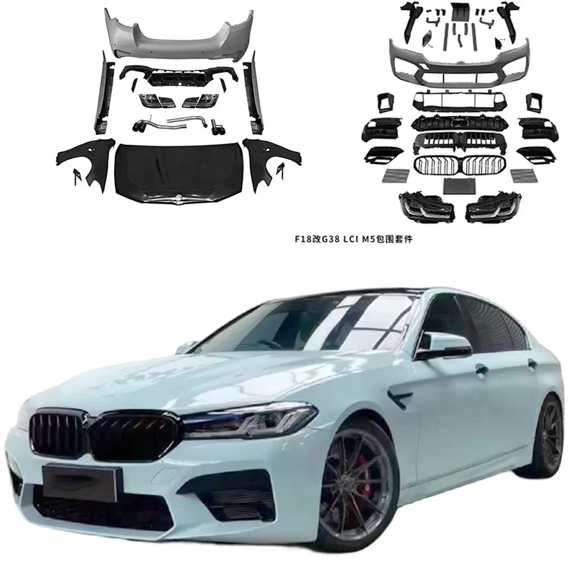 High Quality for 5 Series F10 2011-17 Modified G30/38 M-Tech Style Body Kit Front and Rear Bumpers +LED Lights