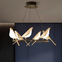 Modern LED Gold Magpie Bird Ceiling Chandelier For Dining Room Ring Light Pendant Lamp Decorative Lighting Lustre Drop Shipping