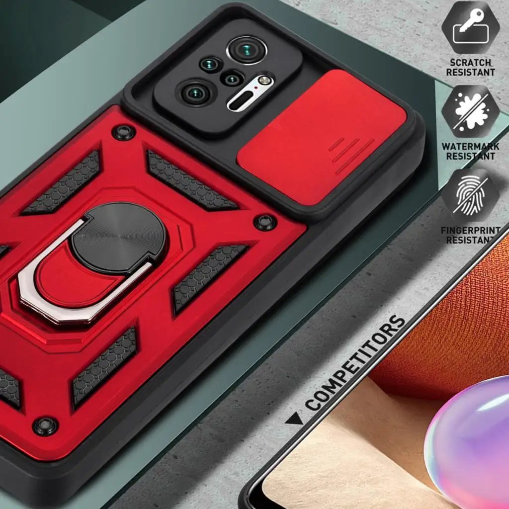 WeiCase Cover per Xiaomi Redmi 15 4G/5G (EU), Slide Protezione Fotocamera, Armatura Cover con 360 Gradi Girevole Anello Metallo Magnetica Supporto Silicone Antiurto Custodia per Redmi 15 4G,Nero