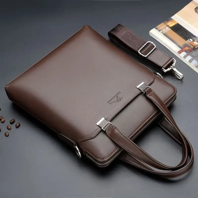Men's Briefcase Handbags for Commuter Laptop Bag Men Quality Brand PU Leather Shoulder Messenger Bags New Fashion Office Handbag
