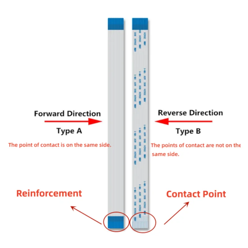 100PCS FFC FPC Flat Flexible Cable Spacing 0.5MM Length 4P/6P/8P/10P/12P/14P/20P/24P/30P/34P/40P 100MM Direction-B Reinforcement