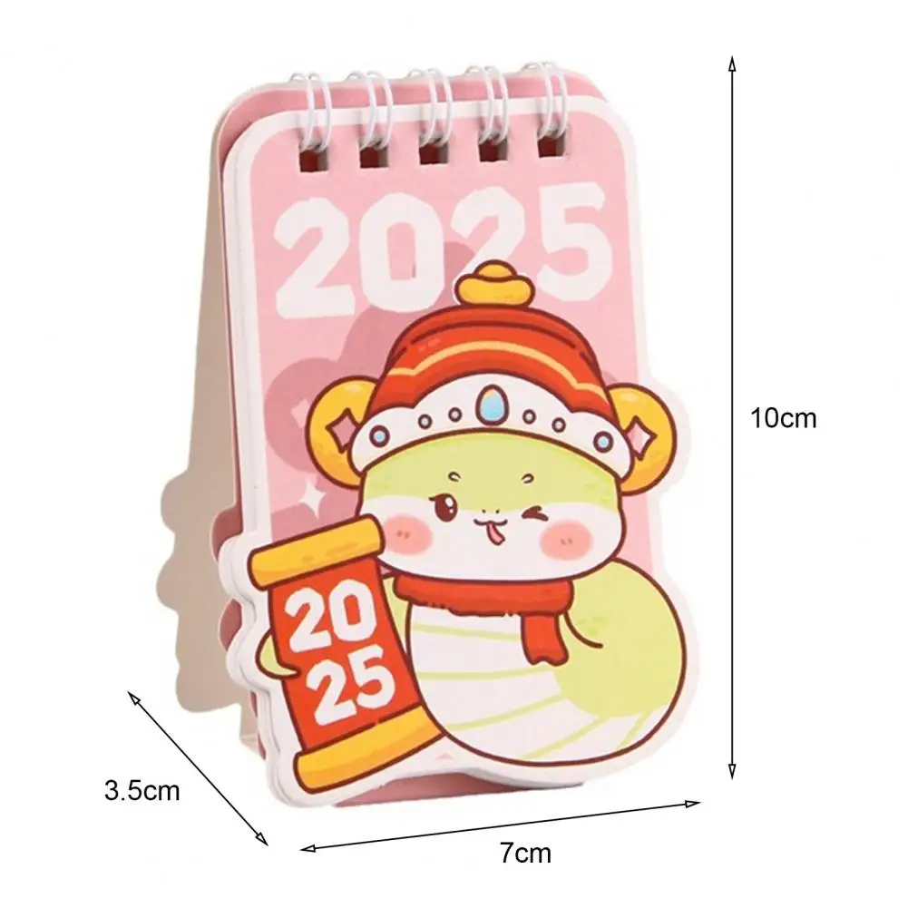 2025 Mini Desk Calendar Daily Schedule Organizer Cartoon Snake Pattern Small Calendar Home Office School Planner