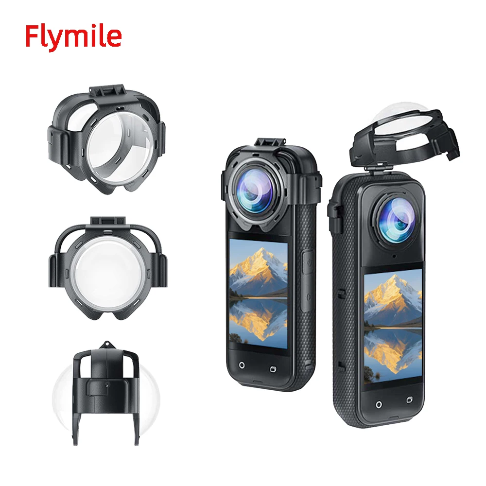 

Flymile Lens Protector 9H Tempered Glass for Insta360 X5 Camera Accessories 9H Tempered Glass Anti-Fog Snap-On Hd Optical Cover