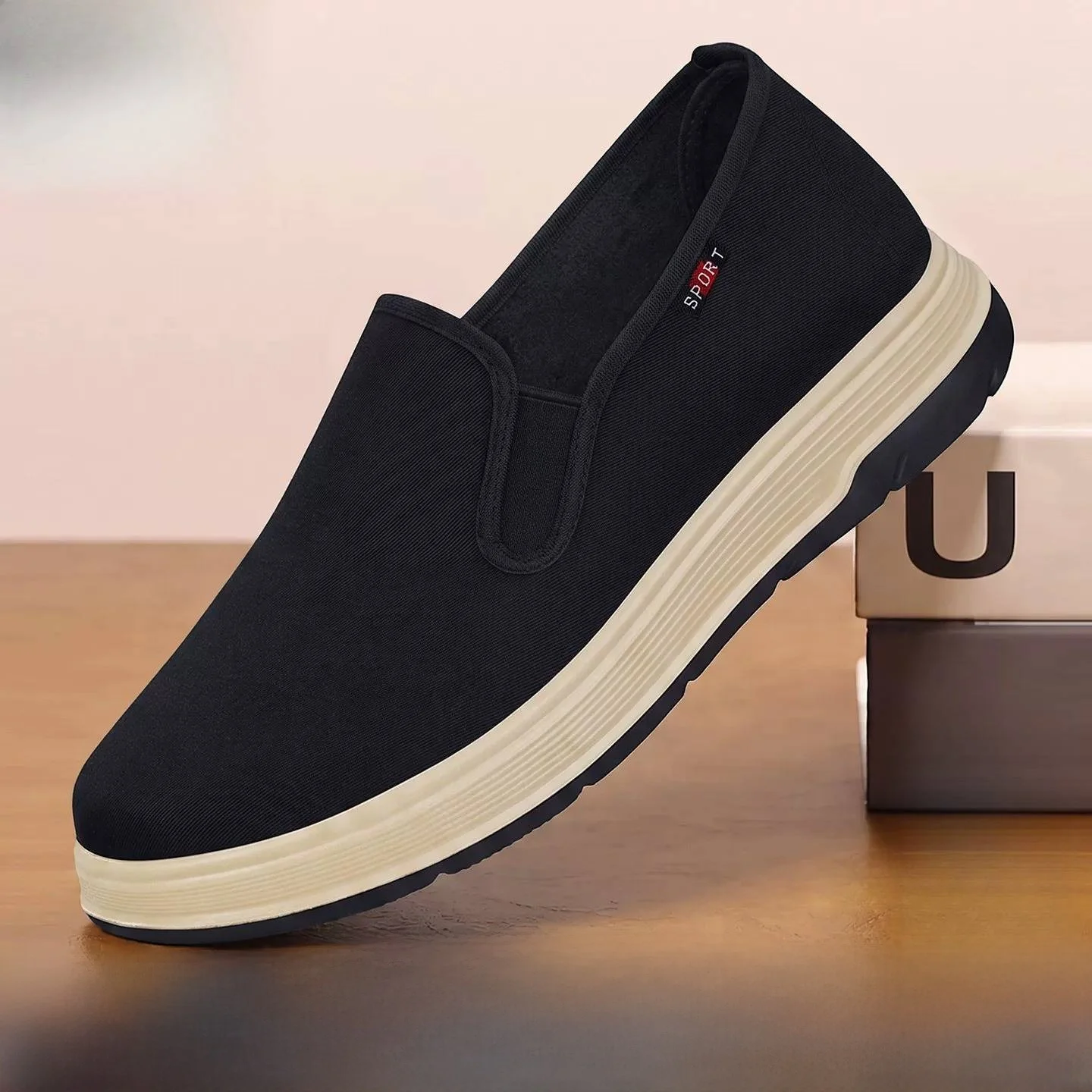 Beijing Men's Cloth Shoes Slip-On Soft Bottom Anti-Slip for Middle-Aged And Elderly People Comfortable Casual Footwear