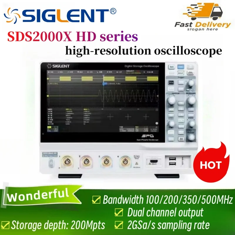 

Siglent SDS2104X/SDS2204X/2354X HD 4 Channel,100MHz-350MHz 12Bit 2 GSa/s Fluorescent Digital Storage Oscilloscope