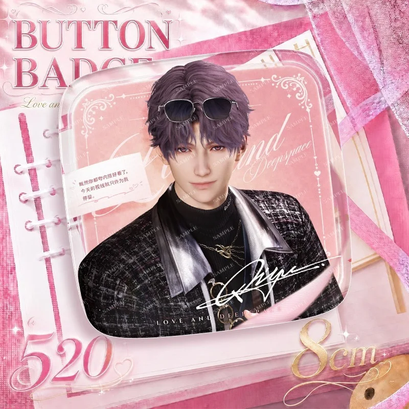 Love and DeepSpace Q-Version Character Badge Zayne Sylus Caleb Xavier Rafayel Cosplay Metal Brooch Clothing Bag Accessories Gift