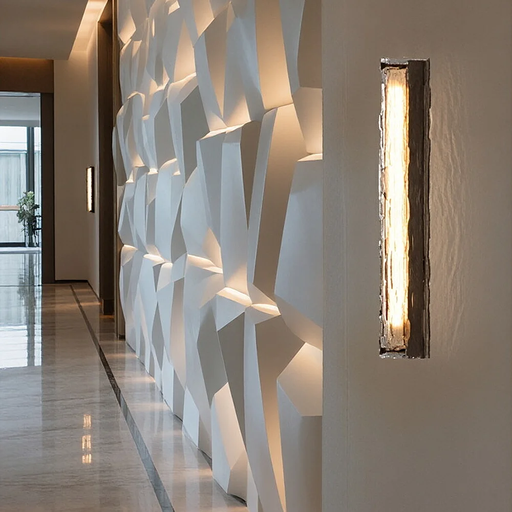 Light Luxury Copper Wall Lamp Modern Minimalist  Living Room Tv Background Corridor Bedroom Bedside Crystal Glass Long Lighting