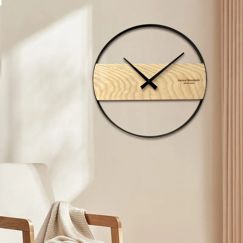 Relojes de pared de madera de nogal, relojes de pared silenciosos de estilo industrial minimalista, decoración bonita para el hogar, Relojes De Pared ZY40BGZ