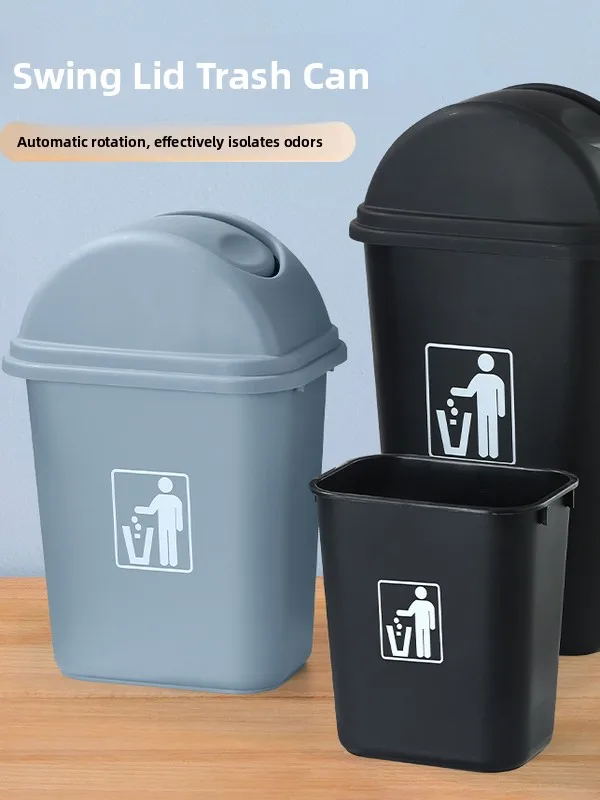 

Thiened Large Rectangular Garbage Can with Lid for Restaurant Hotel Home Office Kitchen Commercial Use Waste Bin Tra Can