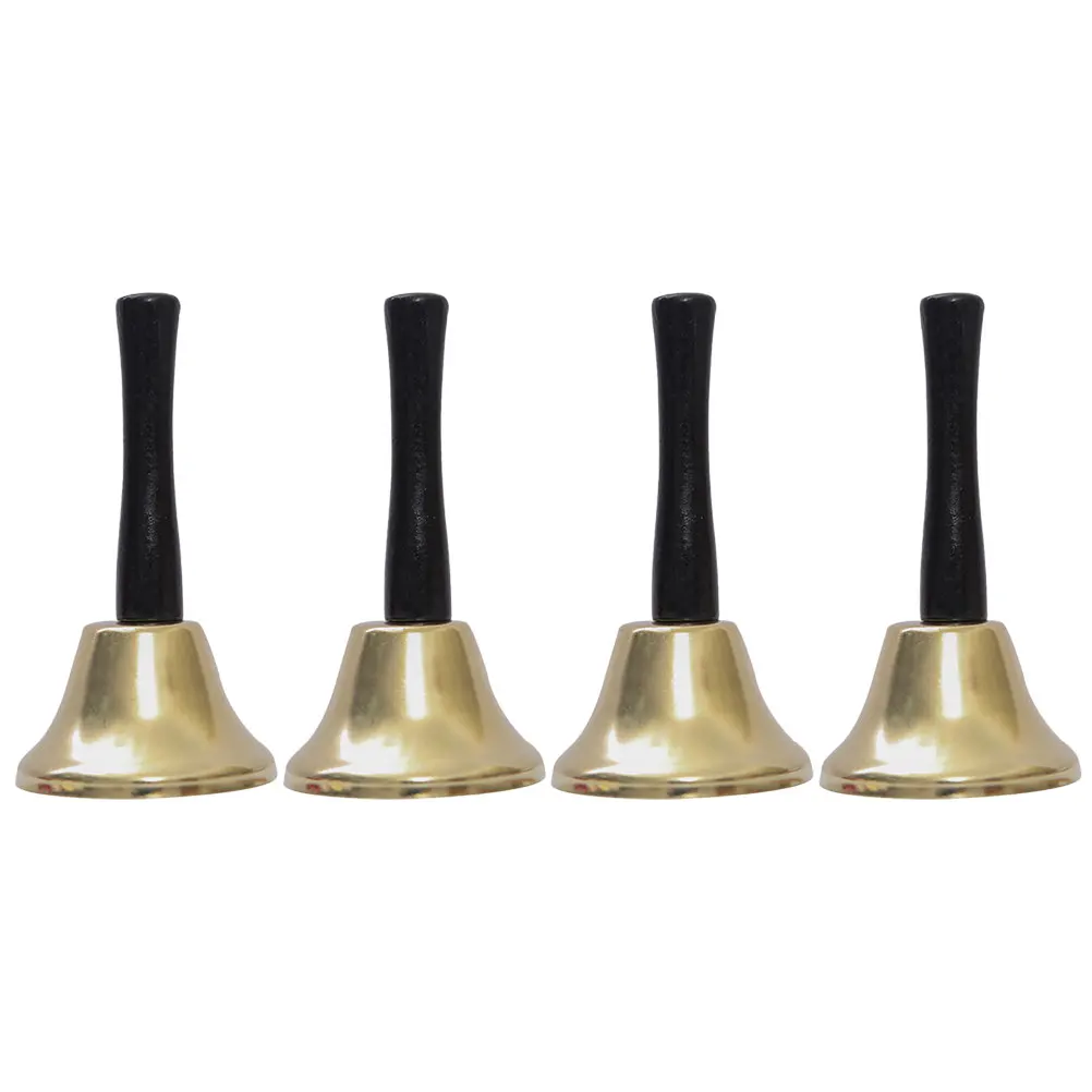 

4 Pcs Golden Ringing Color Christmas Ornaments Decorations Hand Bell Jingle Toy Child