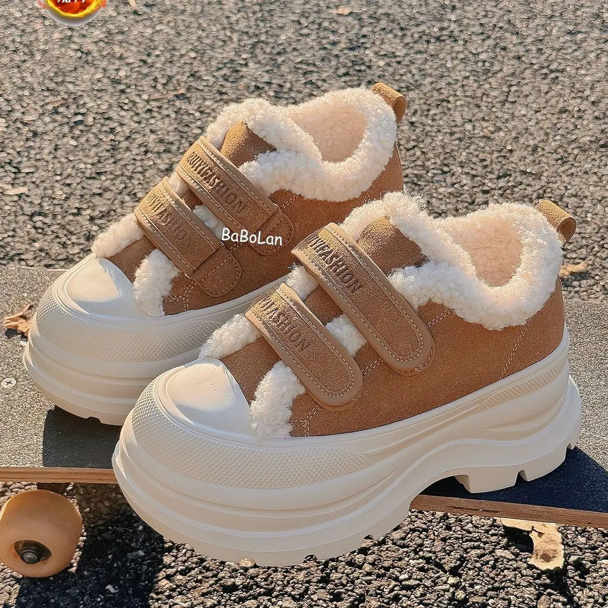 

Winter Women Bronw High Top Sneakers Summer Warmly Inner Suede Shoes Thick Heel Sneakers Casual Running Platform Chunky Sneakers