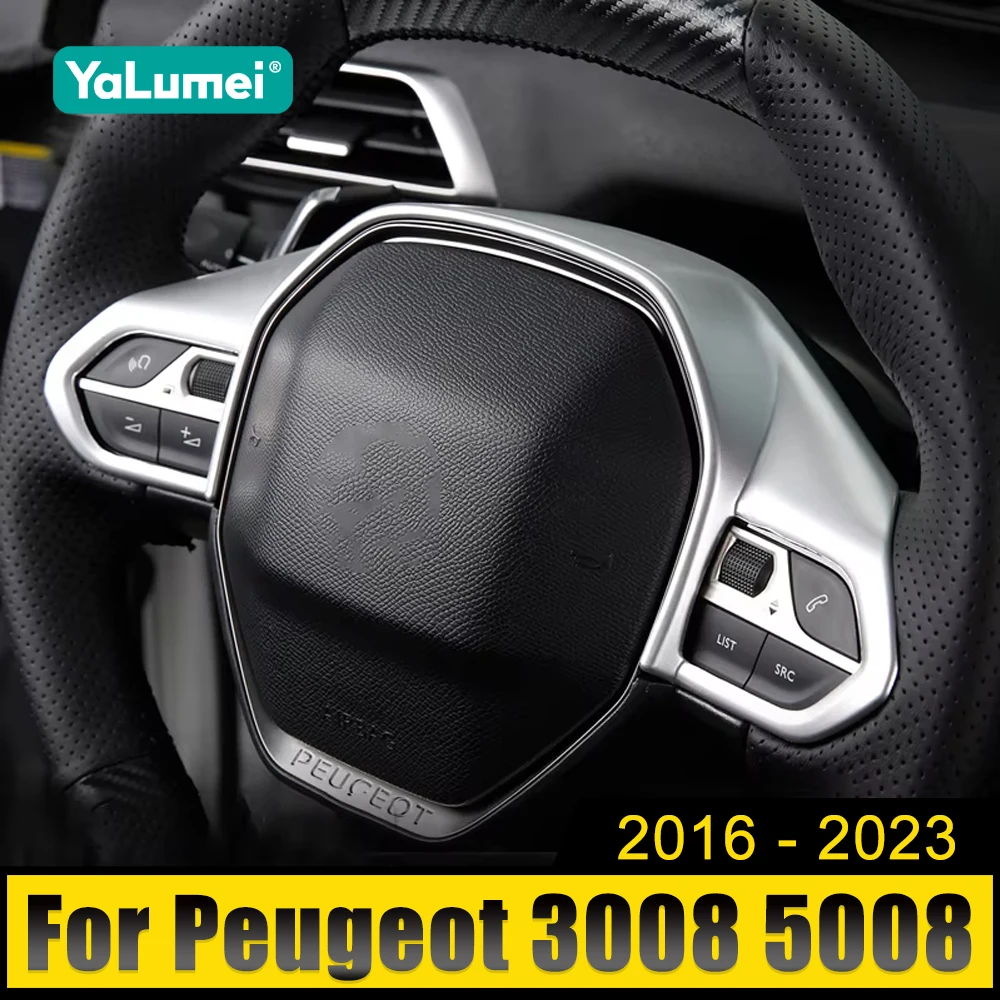 

For Peugeot 3008 5008 GT 2017 2018 2019 2020 2021 2022 2023 3008GT 5008GT Car Steering Wheel Button Trim Cover Accessories