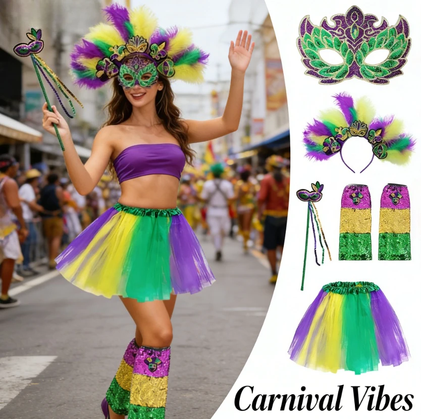 

1 шт. аксессуар для карнавального костюма Rio Carnival Mardi Gras: повязка на голову, маска, обруч для волос, юбка, повязка на глаз для женщин, украшение для вечеринки.