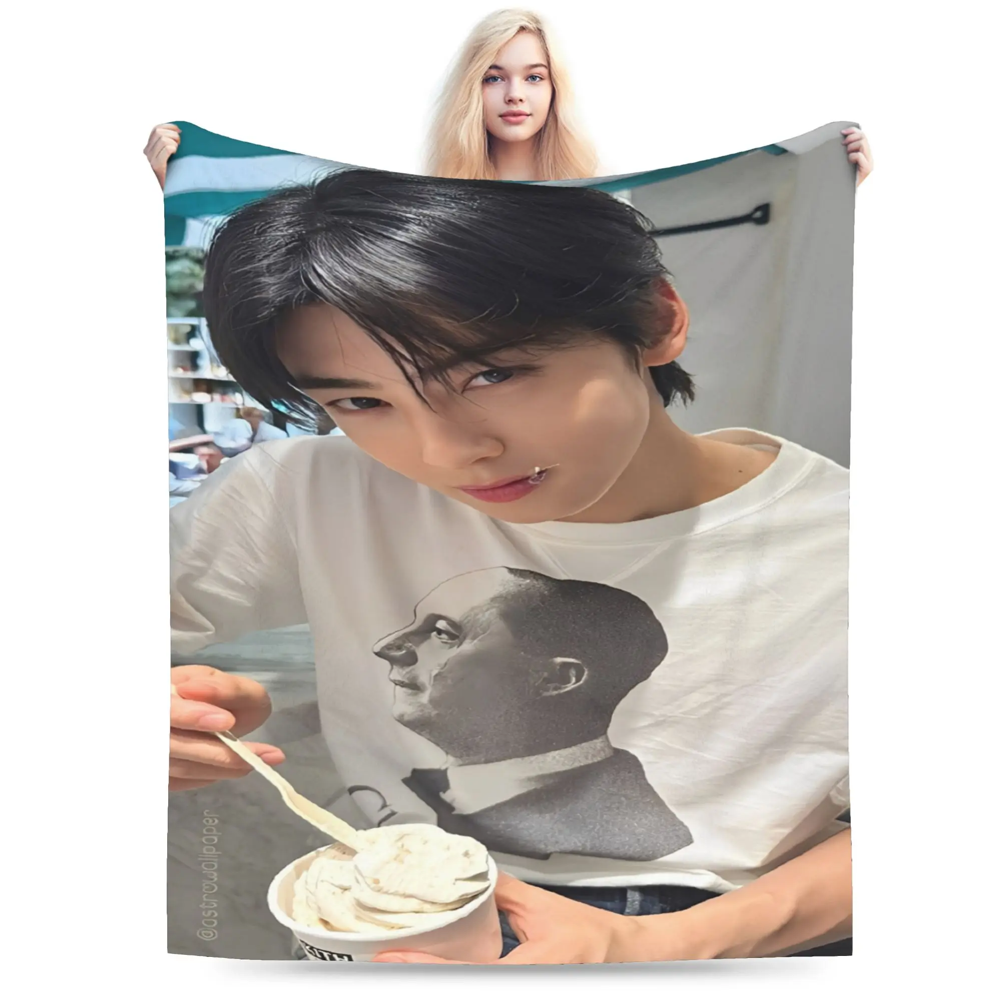 Novelty Design CHA EUN WOO kpop ASTRO idol Blanket Super Soft Flannel  Cozy Throw Blanket Machine Washable
