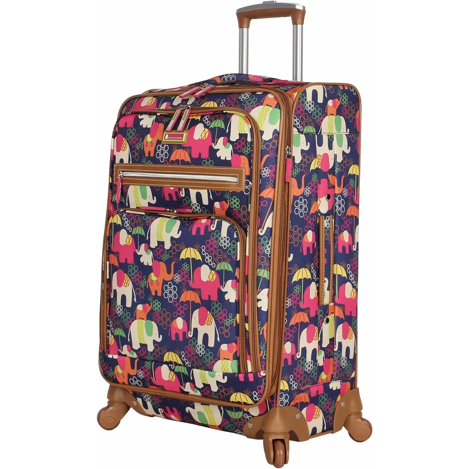 Luggage 24" Expandable Design Pattern Suitcase With Spinner Wheels For Woman (24in, Elephant Rain)