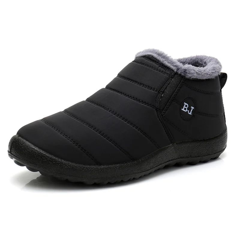 Snow Boots for Men in Winter with Plush and Thick Insulation Feathers, Waterproof and Anti Slip Cotton Shoes