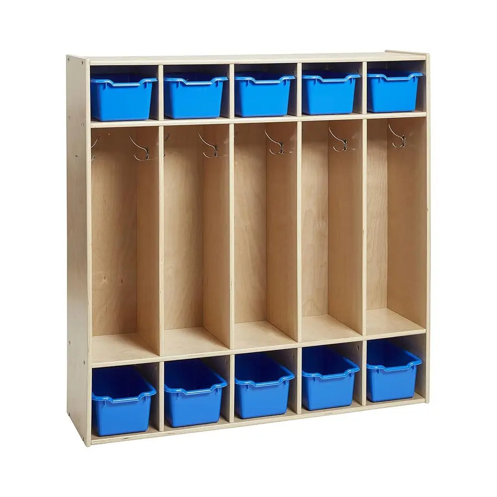 

Streamline 5-Section Coat Locker and 10 Scoop ront Bins, Kids urniture, Blue