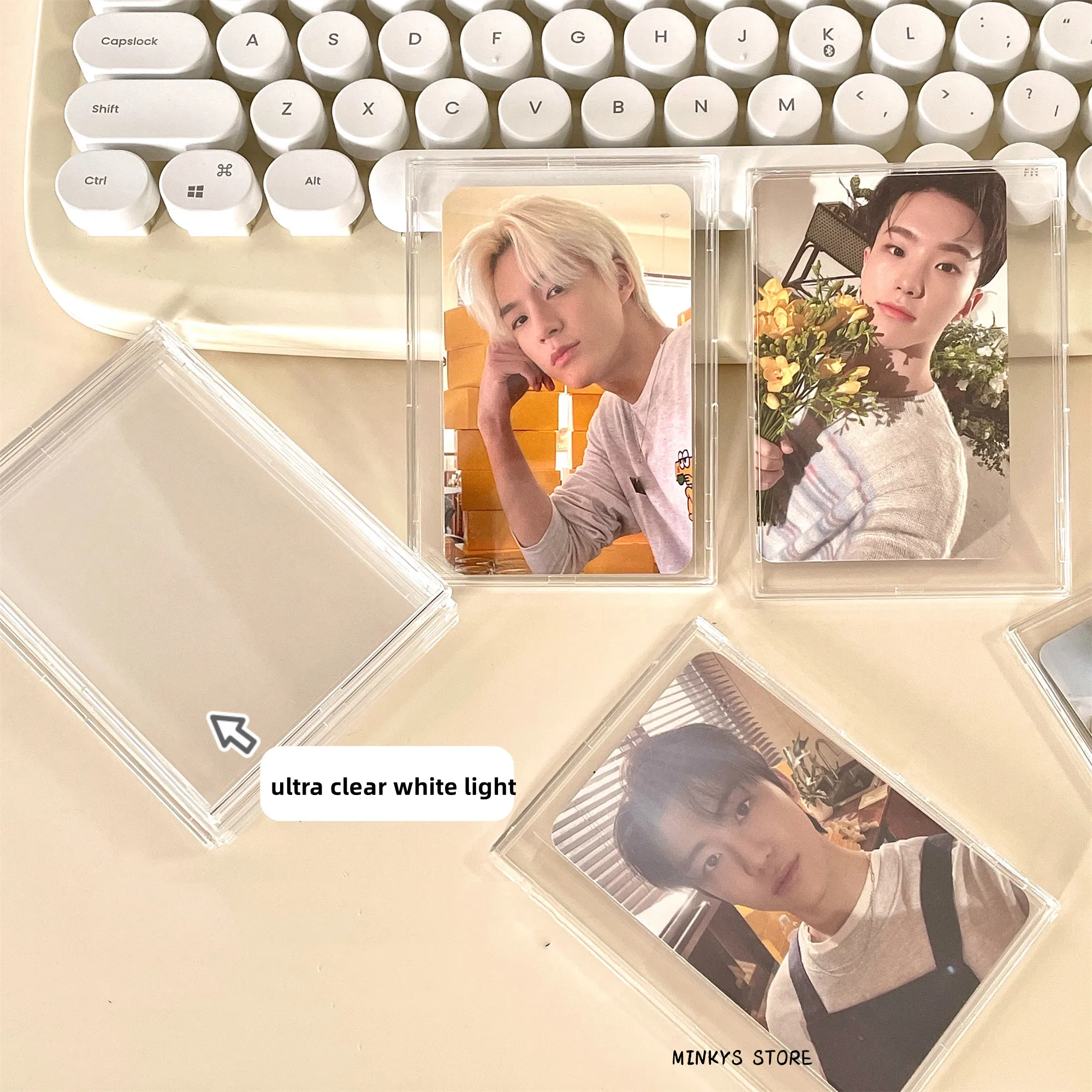 MINKYS New Arrival Kawaii Ins Shell Kpop Photocard Brick Acrylic Transparent Photo Card Holder Stand Display School Stationery