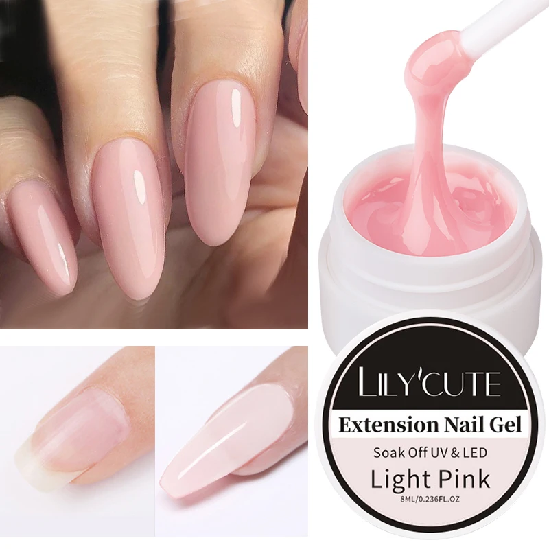 LILYCUTE 8ml Hard Jelly Extension Gel Nail Polish White Clear Pink Building Construct Extend Gel Soak Off UV Nail Arts Manicure