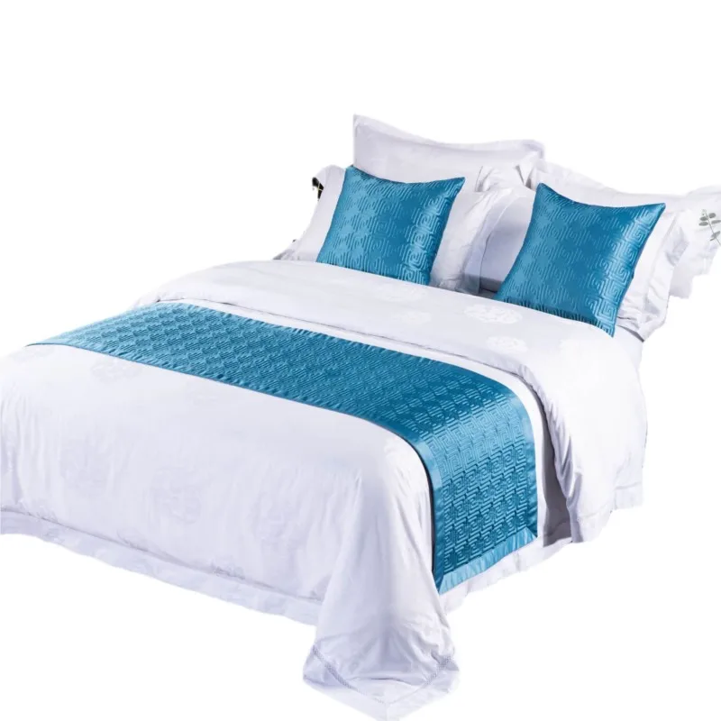 Hotel Guesthouse Homestay Polyester Bed Flag High Precision Quilted Embroidered Cotton Geometric Bed Tail Towel Bed Flag ZF614