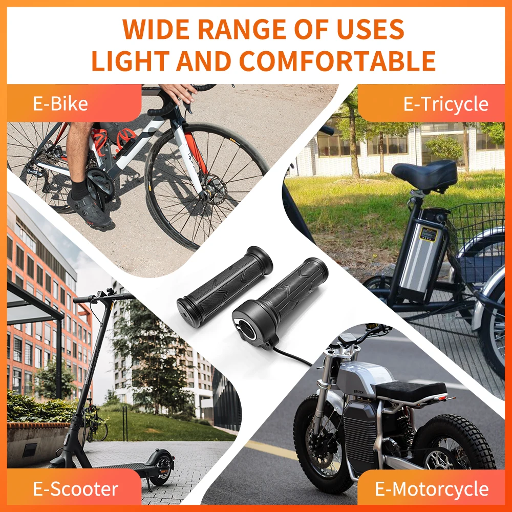 WUXING 192X  Full Twist Throttle Electric Bicycle Right Handle Throttle Waterproof/SM Connector for E Bikes or Electric Scooter