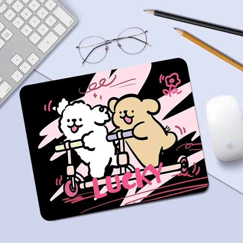 

Lovely Line Puppy Kawaii Pad Small XS Rubber Mousepad For PC Gamer Desktop Decoration Office Mouse Mat Deskmat Rug Stitched Edge