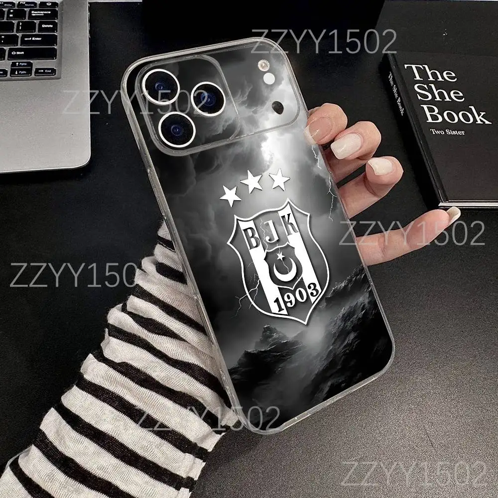 حافظة هاتف رياضية B-Besiktas B-JK لهواتف iPhone 17,16,15,14,13,12,11 Pro,Max,Plus,X,XS,XR,SE4,E Mini شفافة ناعمة