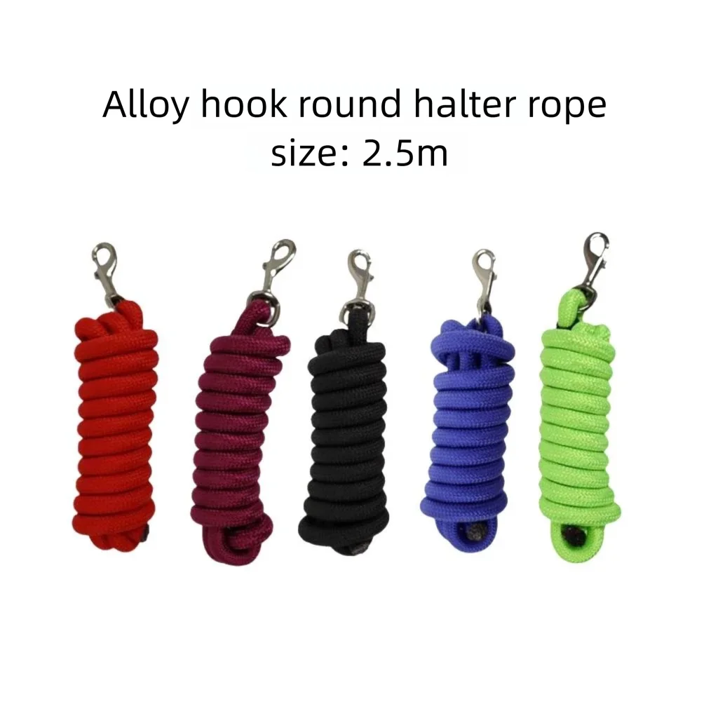 Horse Lead Rope 2.5m Nylon Braided Lead Line with Alloy Snap Hook Equestrian Training Halter Lead for Horse Pony Stable Use