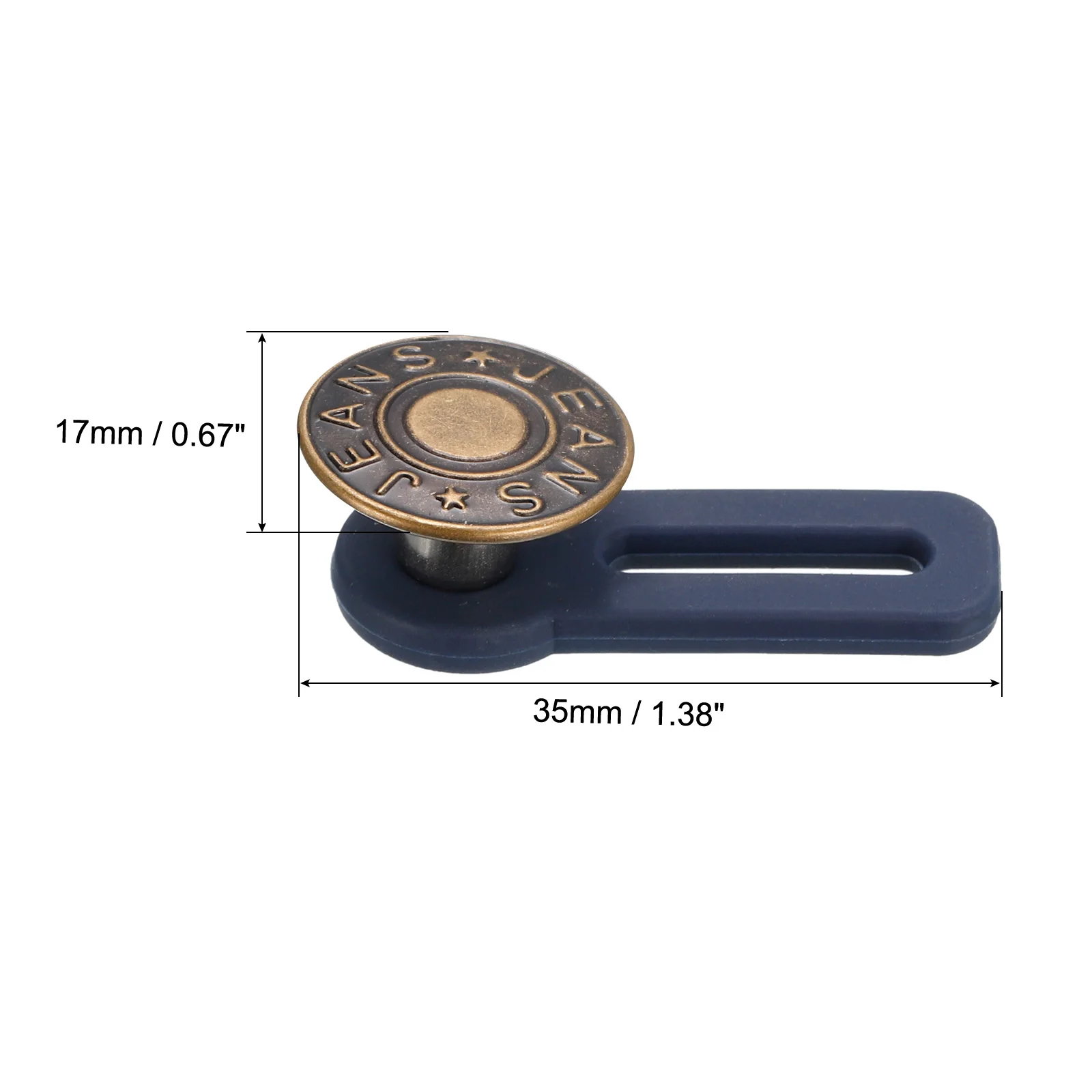 Extensions de boutons en alliage et Silicone, 6 pièces, Extension de taille pour pantalons sans couture, pour femmes et hommes, jupes en jean, 1.38 pouces