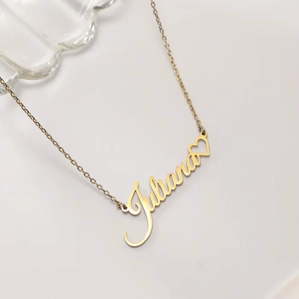 Personalized Heart Necklace for Women Custom Name Gold Necklace Stainless Steel Simple Fashion Jewelry Baby Girl Gift with Heart - Detail 1