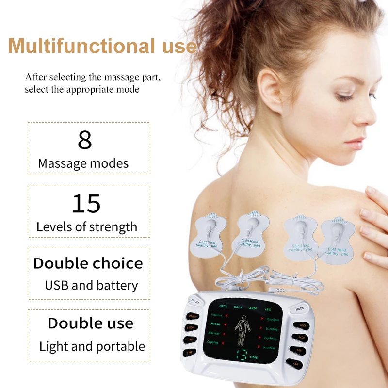 8-mode Electrostimulator Muscle Body Soothing Care Body Massager Dual Channel Best Massager Neck Back Full Body Accessory Tool