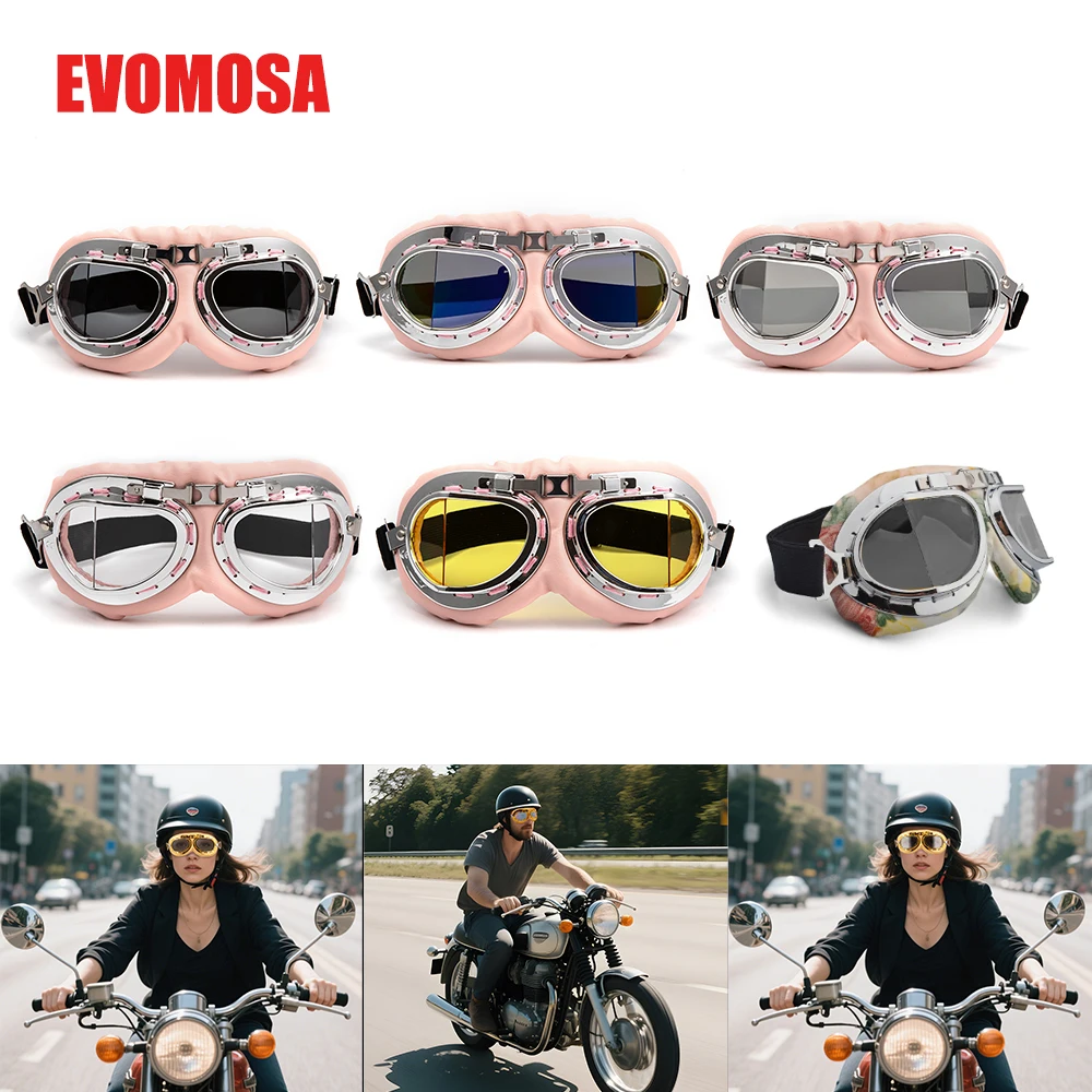 Retro Motorcycle Goggles Glasses Vintage Moto Classic Goggles for Harley Pilot Steampunk ATV Bike Copper Helmet 1Pcs